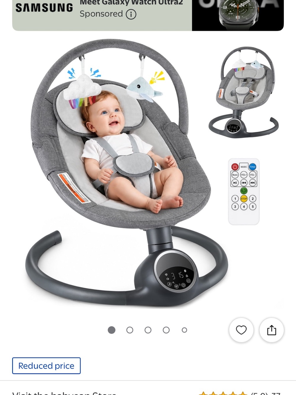 Brand new in box baby swing